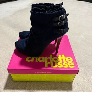 Navy blue bootie heels